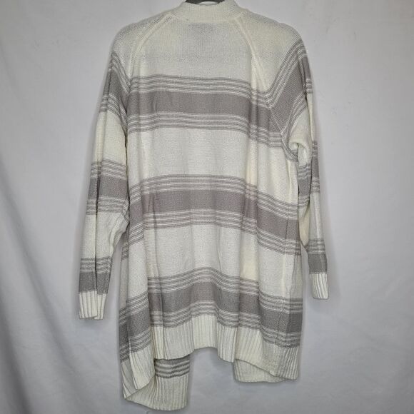 26 28 Lane Bryant Gray Stripe Long Sleeve Cardigan Open Front Reglan Sleeve - Picture 8 of 8